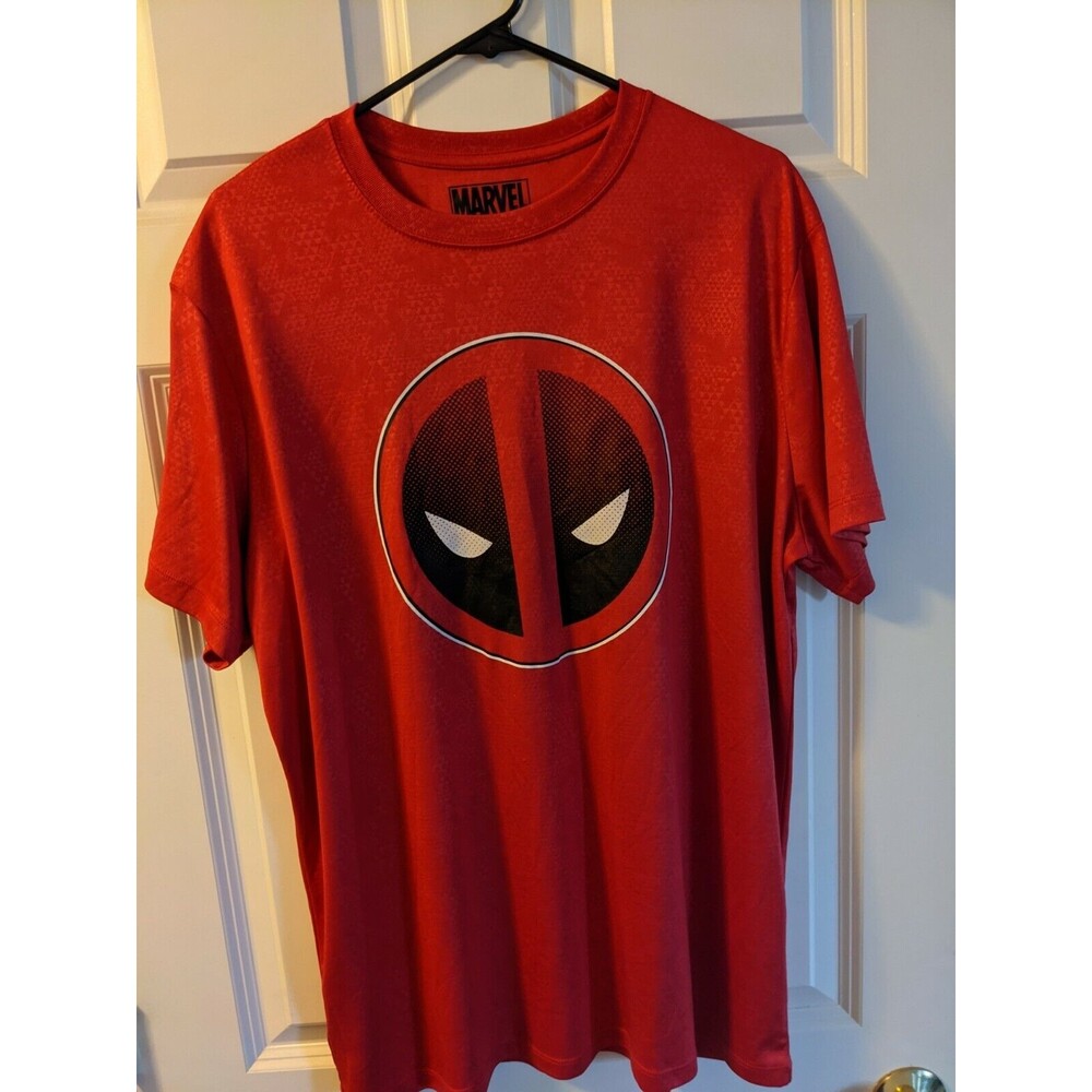 Marvel Deadpool Logo Polyester Red Shirt Sz-XL